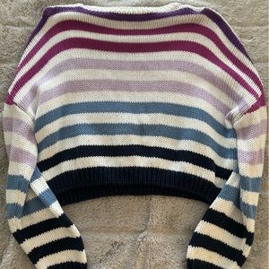 Color Stripe Crop Sweater